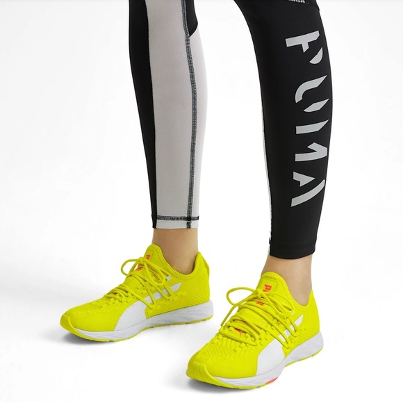 Like New Puma Speed 300 racer Neon yellow .. pink and white 8.5 in woman’s - Picture 2 of 11
